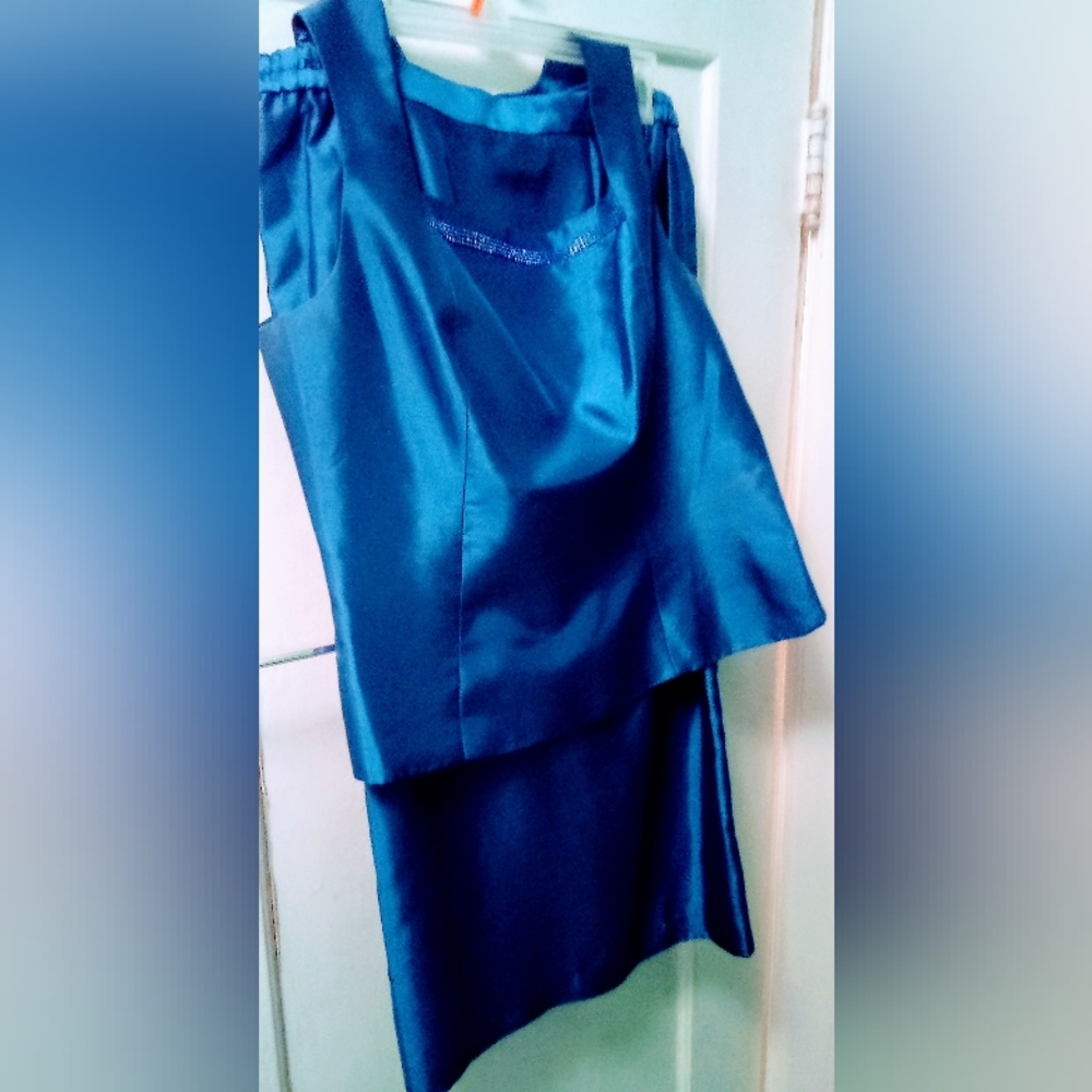 3 piece blue suit with sequins on collar